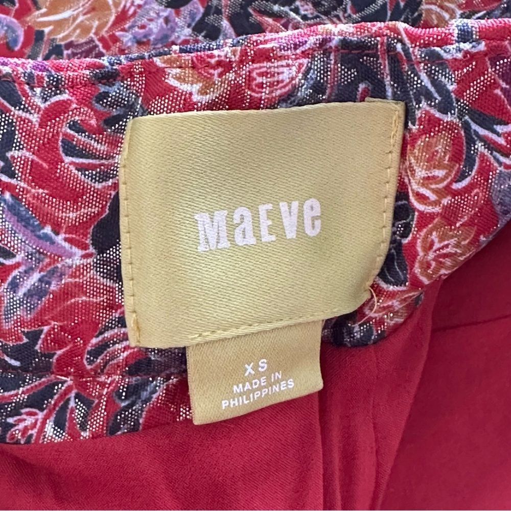 Anthropologie Maeve Rosia Red Floral Metallic Jacquard Circle Skirt Size XS - Picture 4 of 7